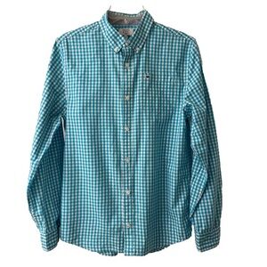 Crown & Ivy Lt Green Gingham Long Sleeve Boys Button-Up Shirt XL